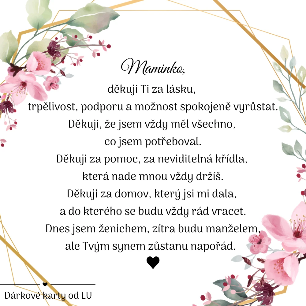 Poděkování rodičům - svatba