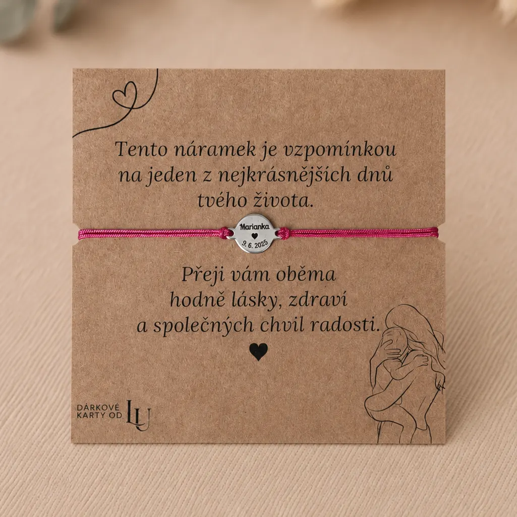 Náramek se jménem dítěte a datem narození - stříbrná