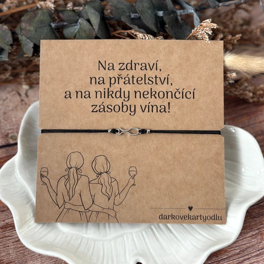 Vtipný náramek se skleničkou vína