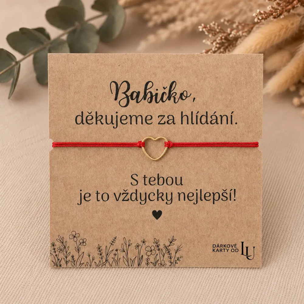 Poděkování babičce za hlídání - zlaté srdce