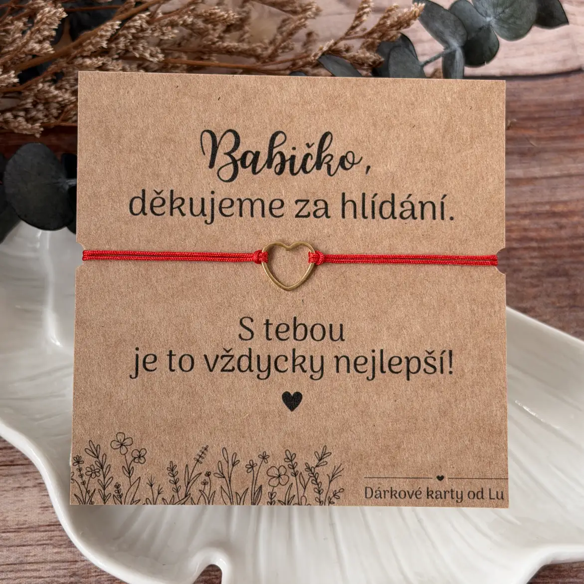 Poděkování babičce za hlídání - zlaté srdce