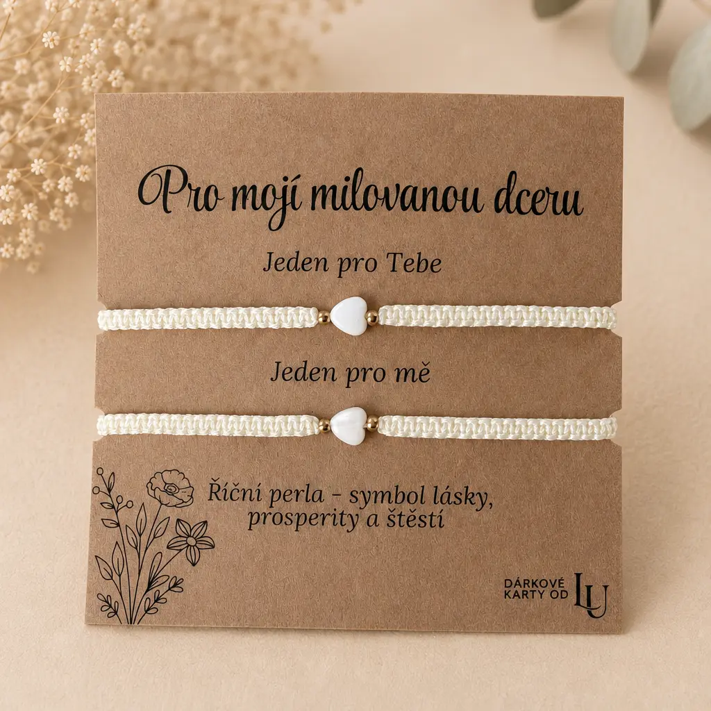 Náramky pro dceru se srdcem z říční perly