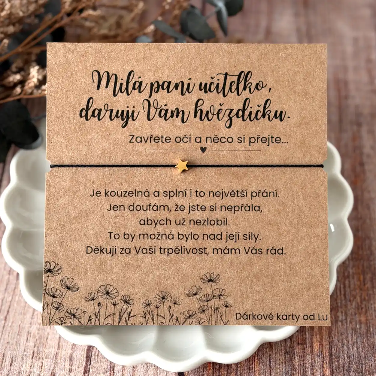Hvězdička pro paní učitelku - zlatá