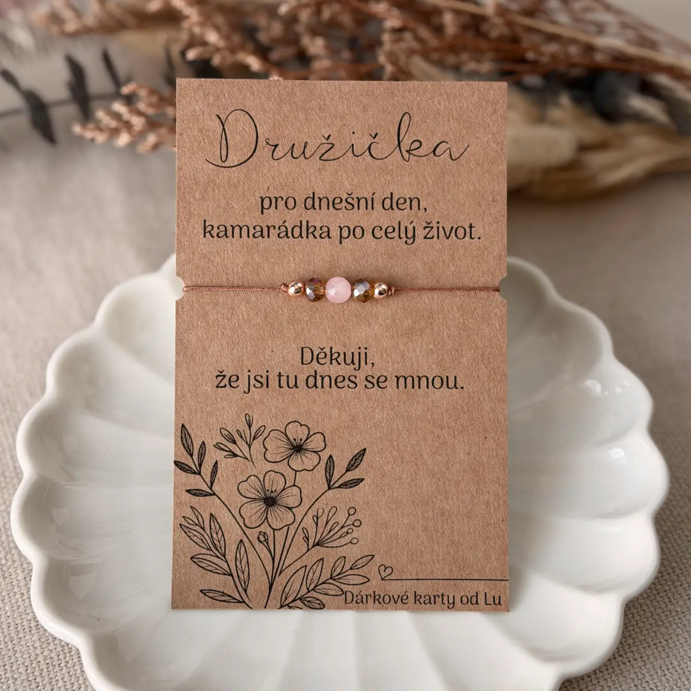 Poděkování družičce - náramek s růženínem