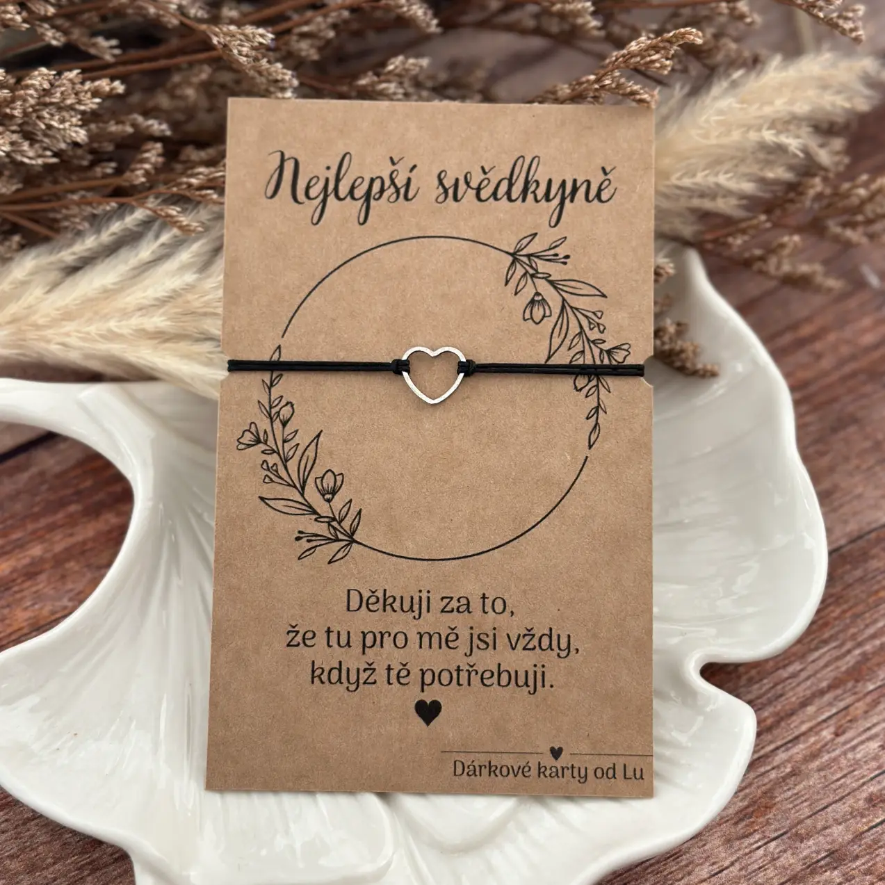 Poděkování svědkyni - náramek se srdcem