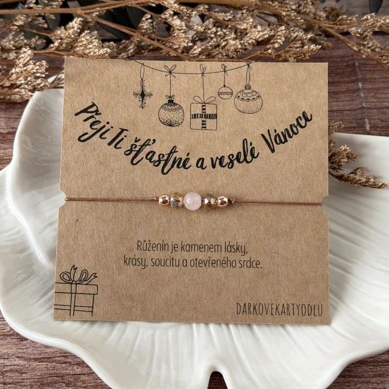 Náramek s růženínem na vánočním přání