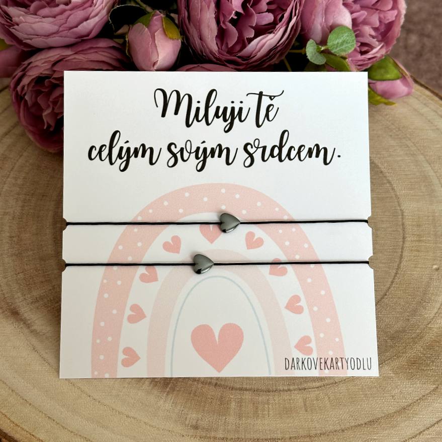 Valentýnská sada náramků se srdcem