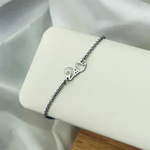 Ocelový náramek s kočkou