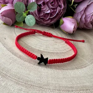 Pletený náramek s malým andělem - černý