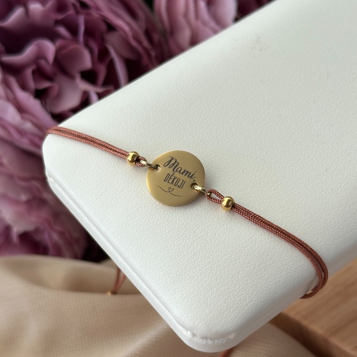 Gravírovaný náramek pro maminku "mami, děkuji" zlatá