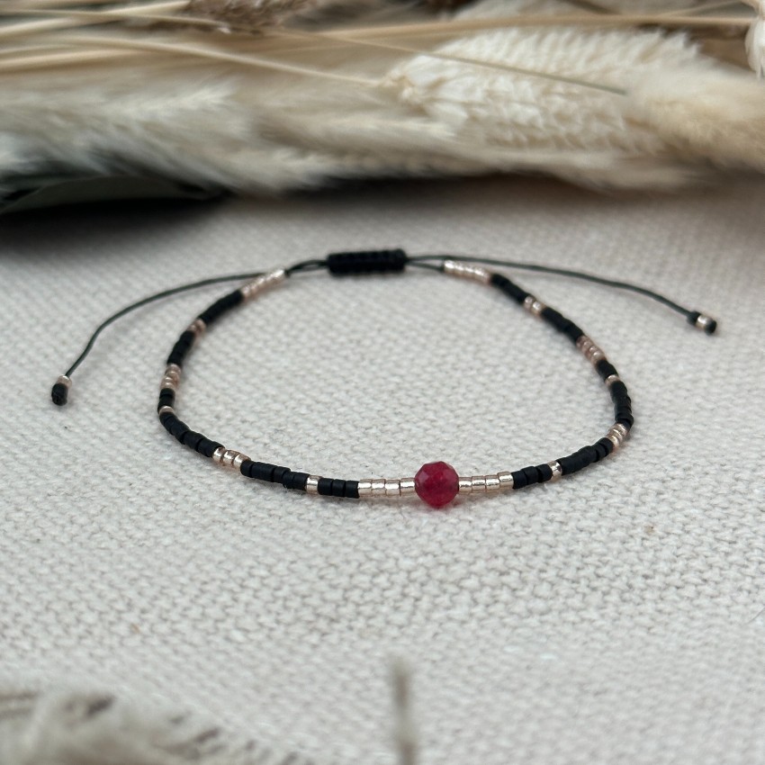 Miyuki náramek s rubínem