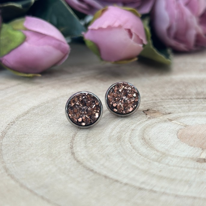 Třpytivé hnědé náušnice