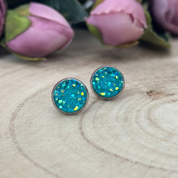 Třpytivé modré náušnice