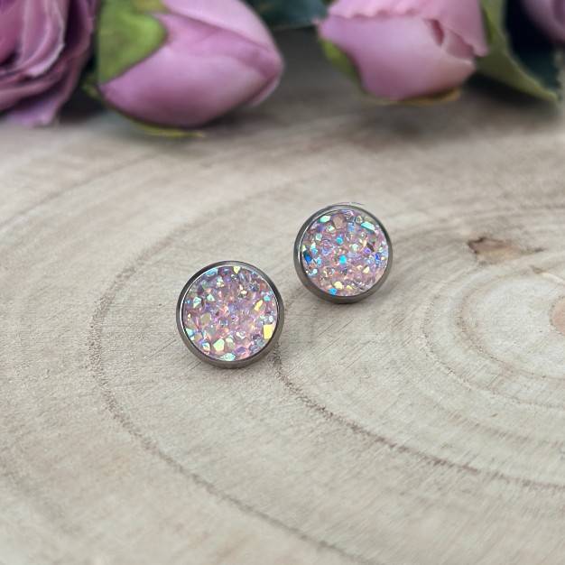 Třpytivé sv. růžové náušnice