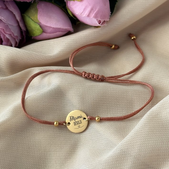 Gravírovaný náramek pro maminku "mami, děkuji" zlatá