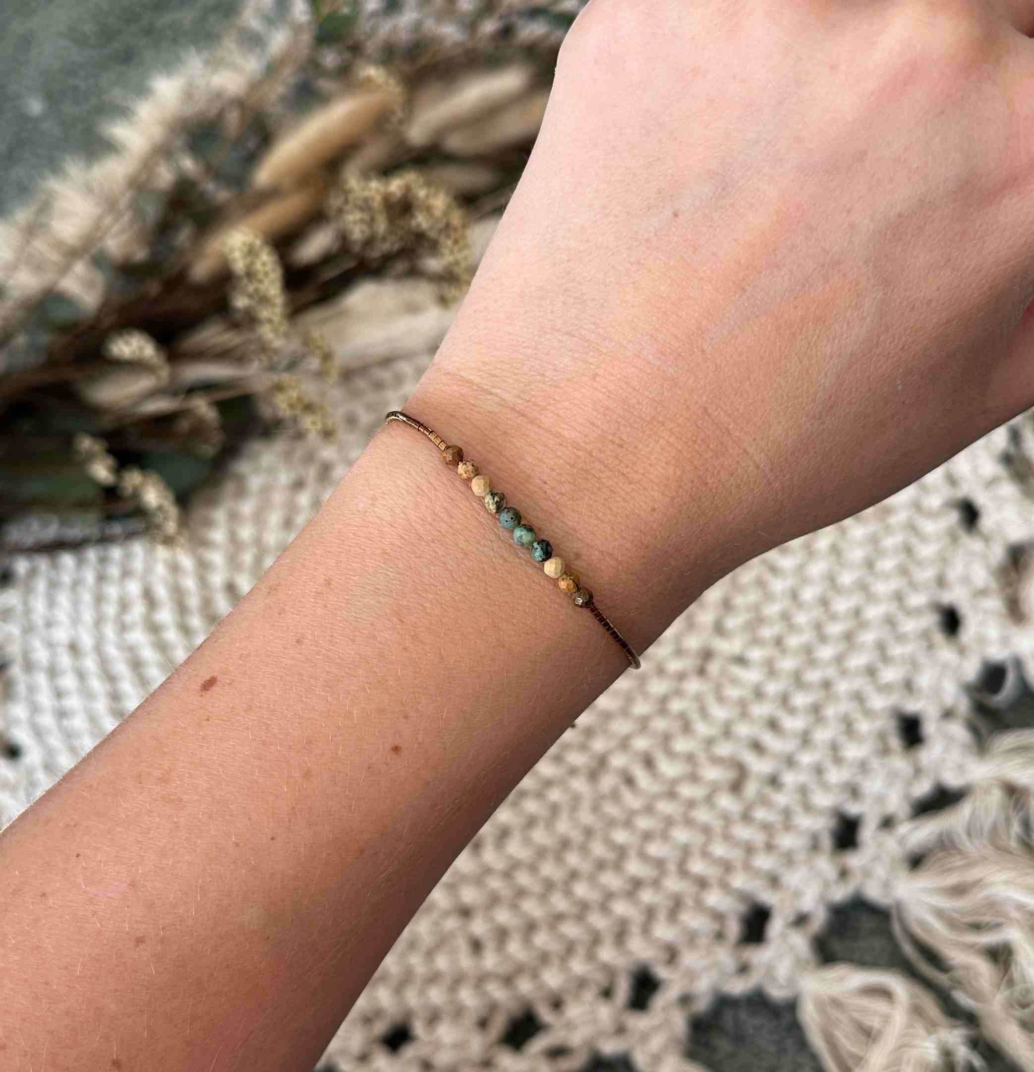 Miyuki náramek s tyrkysem a jaspisem - samostatně, vel. M/L