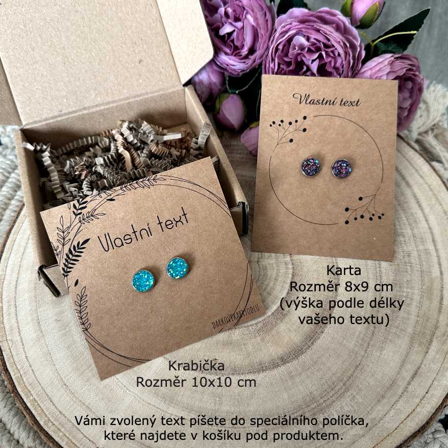Třpytivé modré náušnice - krabička