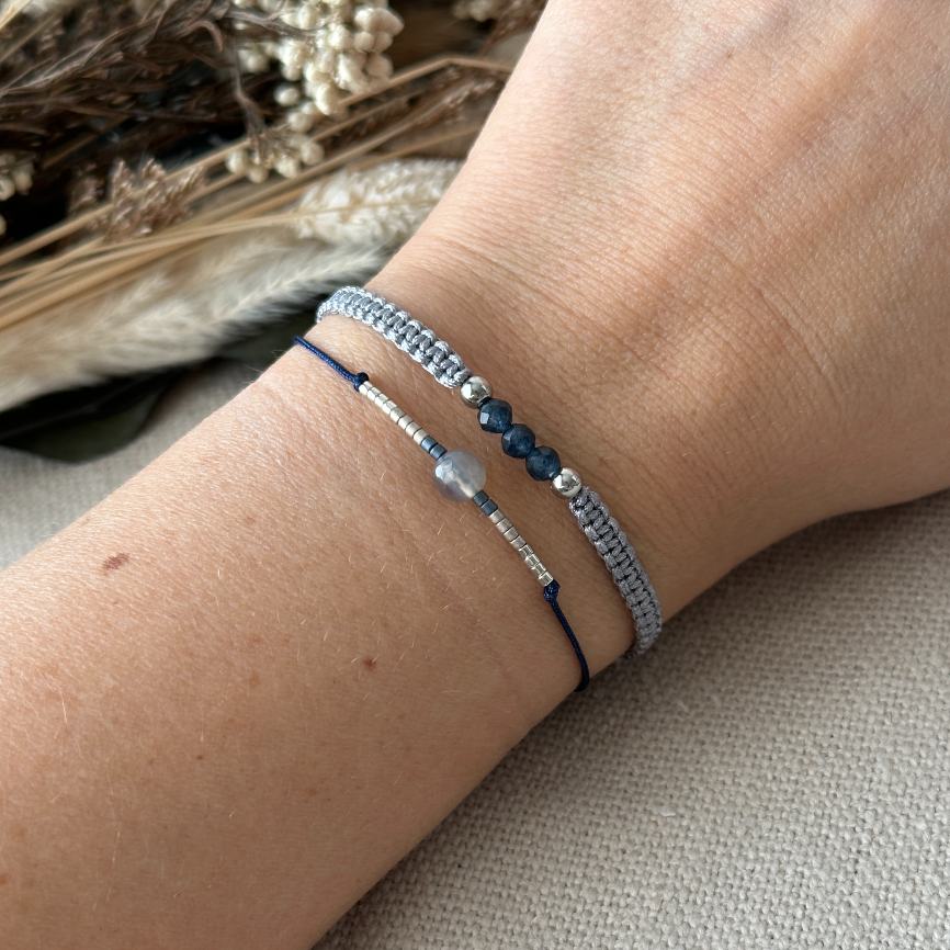 Macrame náramek se safírem - samostatně, pánský