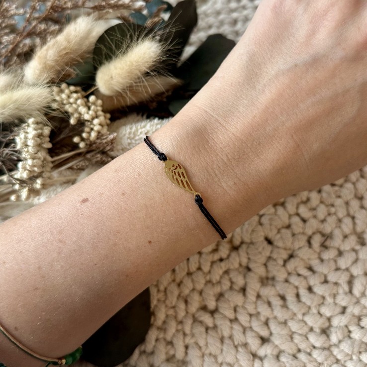 Náramek se zlatým andělským křídlem - krabička, pánský