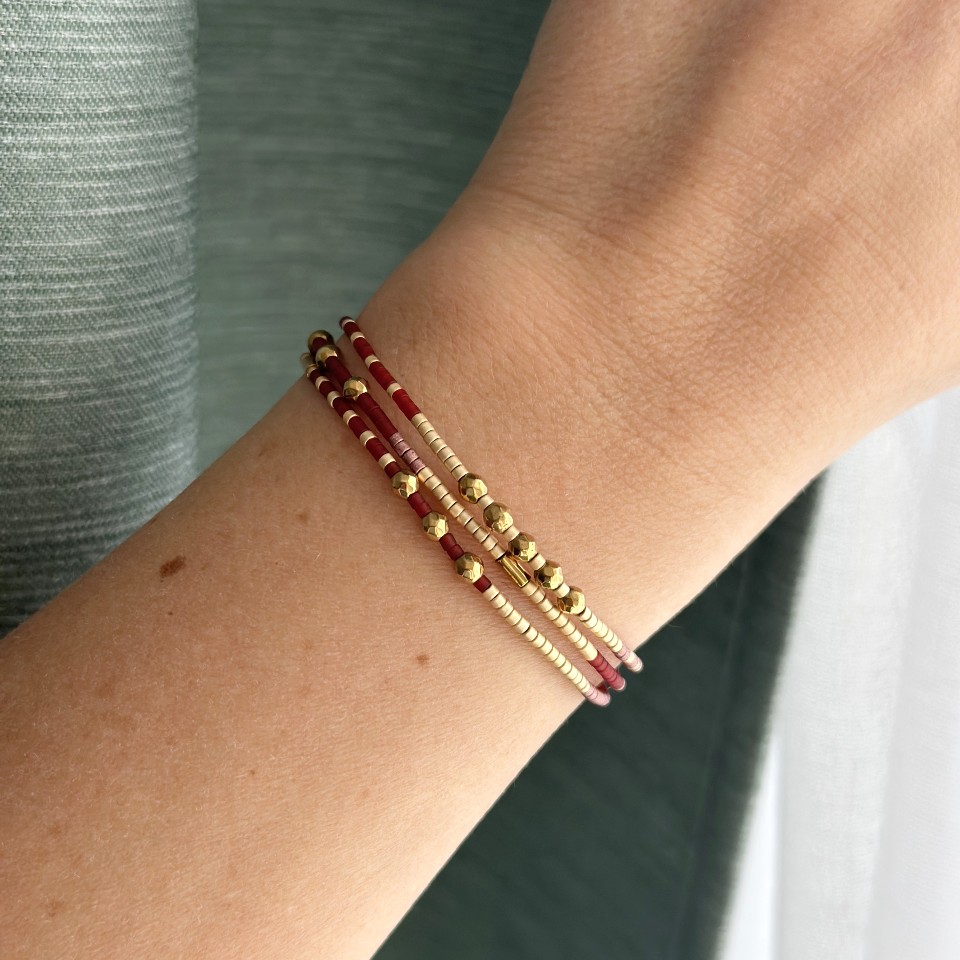 Trojitý miyuki náramek Sunset glow - samostatně, XS/S