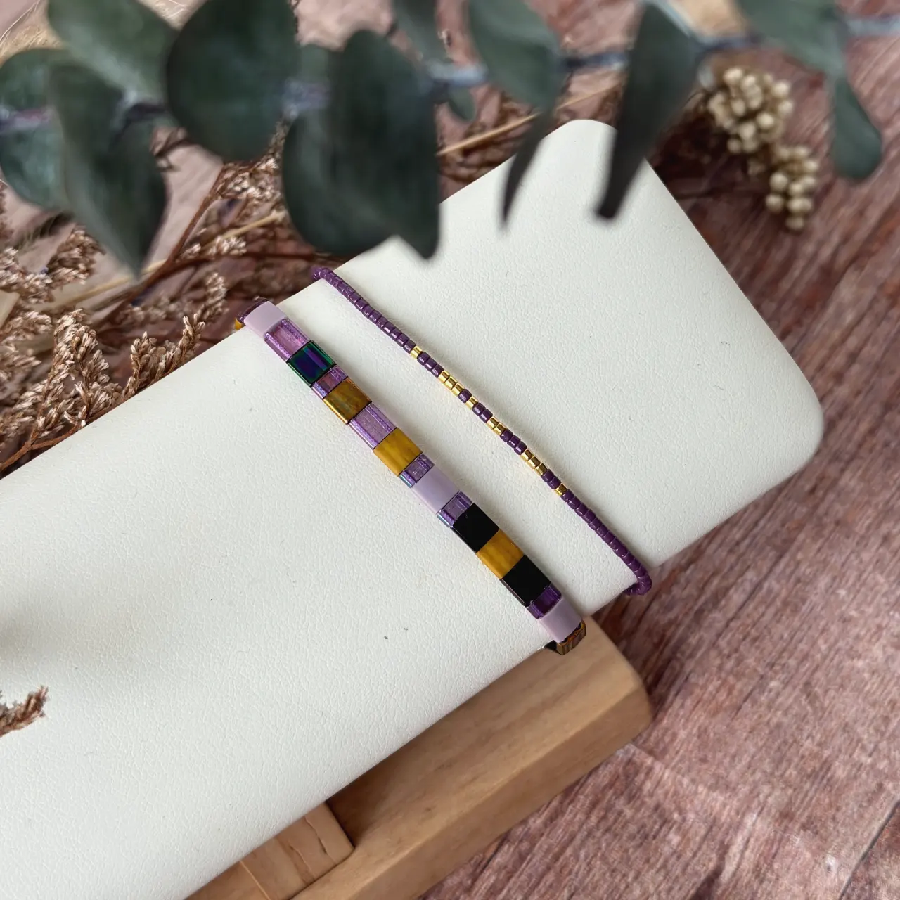 Fialovo-zlatá miyuki sada, samostatně M/L