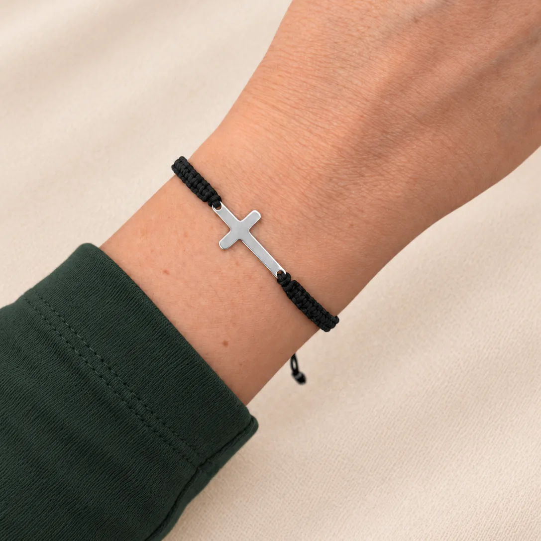 Ochranný talisman - náramek s křížkem s vánočním přáním, pánský