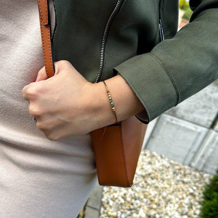 Miyuki náramek s tyrkysem a jaspisem - samostatně, vel. M/L