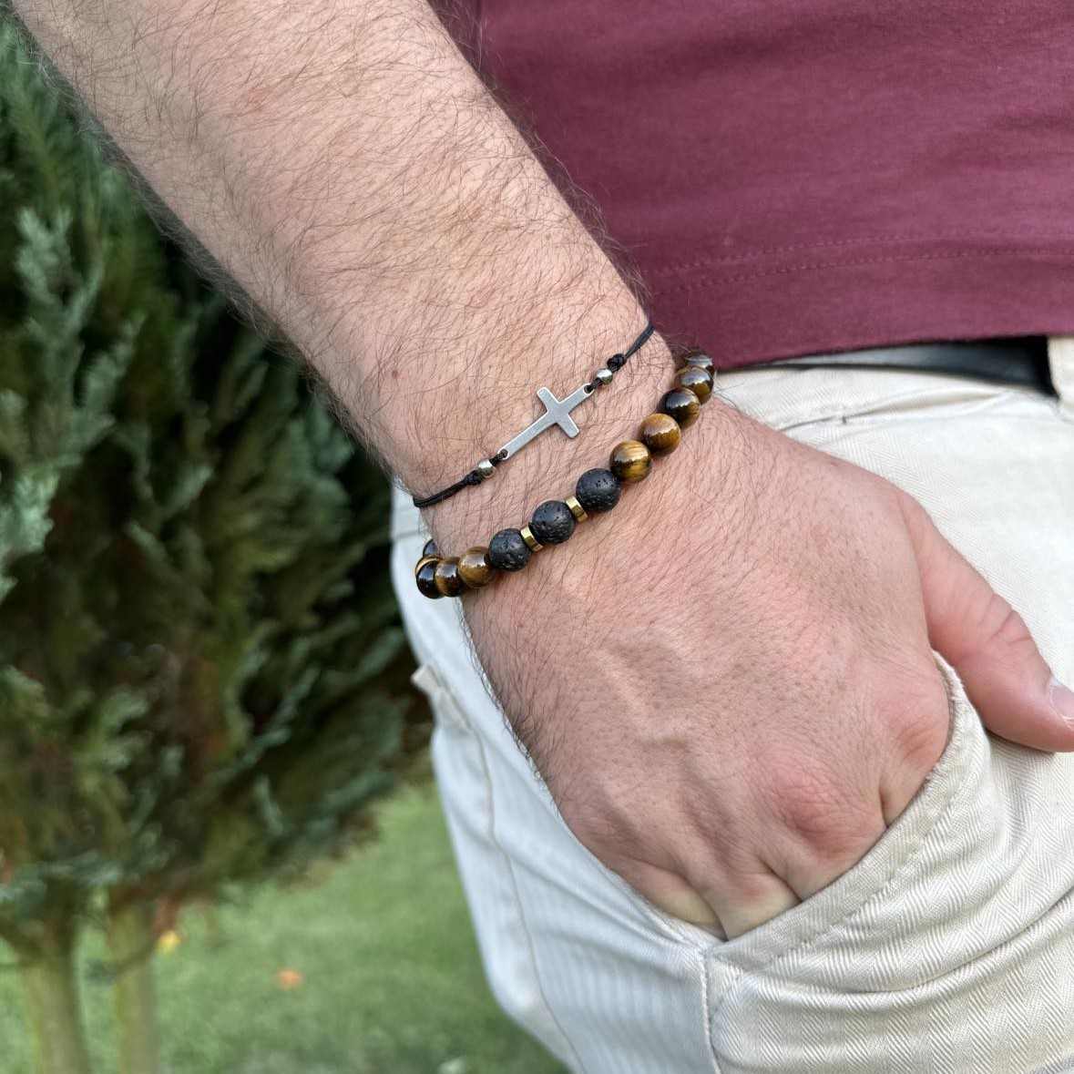 Ochranný náramek s křížem - obálka, pánský