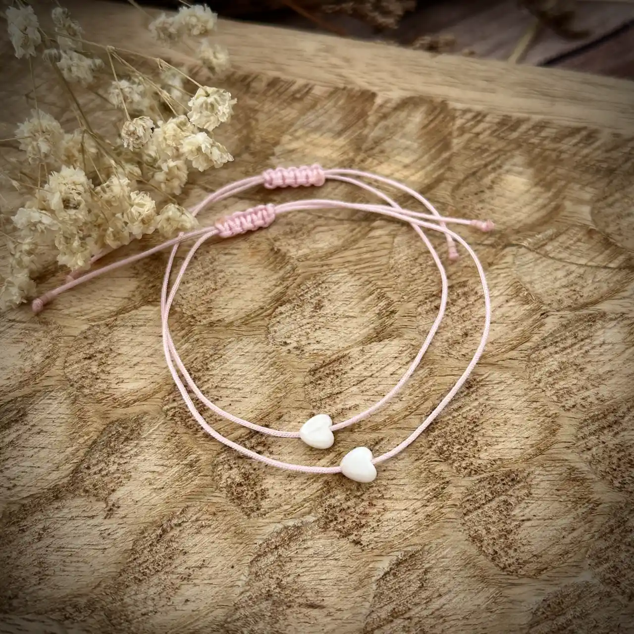 Náramky pro kamarádky se srdcem z říční perly