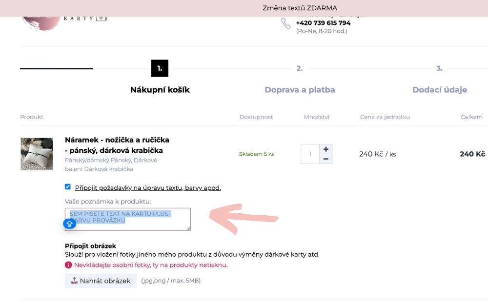 Náramek - nožička a ručička - pánský, dárková obálka