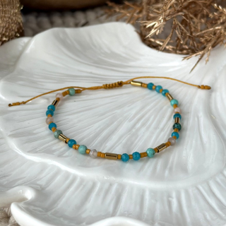 Miyuki náramek apatit, měsíční kámen a tyrkys