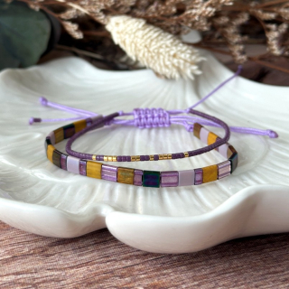 Fialovo-zlatá miyuki sada