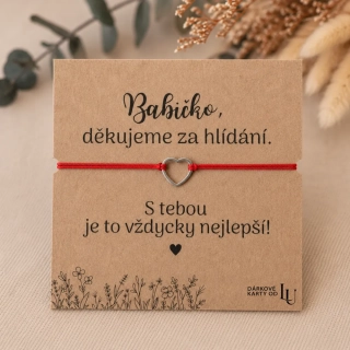 Poděkování babičce za hlídání - stříbrné srdce