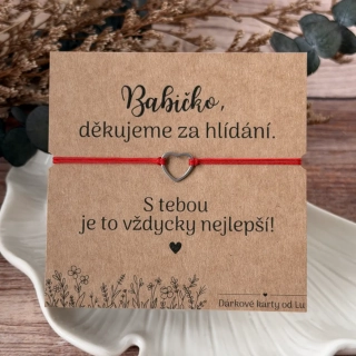 Poděkování babičce za hlídání - stříbrné srdce
